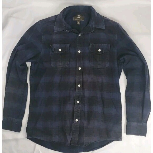 Timberland Flannel Shirt Size S/P Blue and Black‎ Plaid  Lumberjack Grunge Gorp - Picture 1 of 8